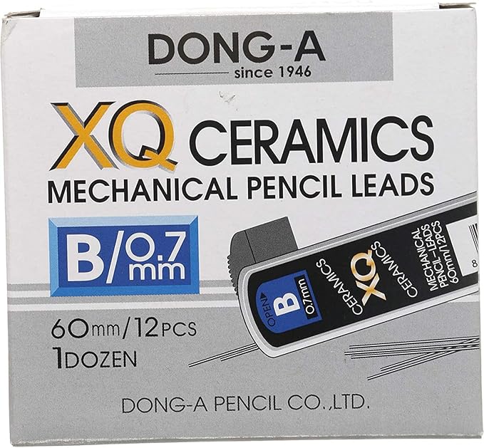 Dong-A Ceramics XQ Mechanical Pencil Leads - B, 0.7mm - Set of 12 Pieces
